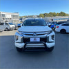 White mitsubishi triton pickup truck with black stainless steel medium size nudge bar 2019-2023 compatible
