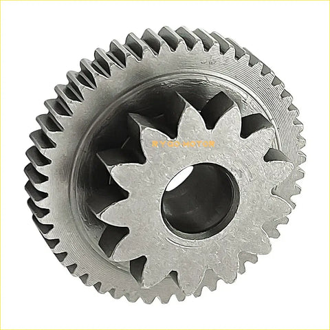 Silver metallic starter idler gear with star-shaped center cutout and teeth for suzuki ozark 250 ltf250 reduction