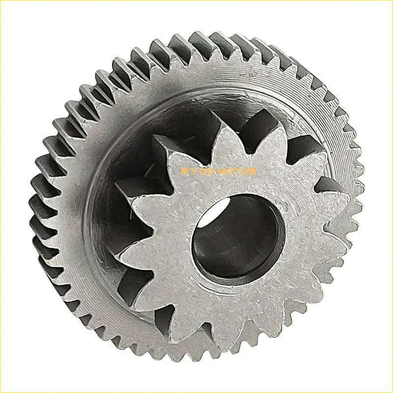 Silver metallic starter idler gear with star-shaped center cutout and teeth for suzuki ozark 250 ltf250 reduction