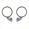 Pair of chrome steel fender mirrors with black rubber bezels for nissan datsun sunny 1966-1982 side view