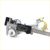 Silver metal car ignition switch with keyhole and wiring measured by caliper on steering column upper bracket for toyota hilux