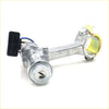 Back side of silver metal steering column upper bracket with black connector and yellow gold mounting bracket for Toyota Hilux
