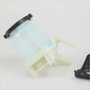 Translucent light blue plastic steering power fluid reservoir with black cap and beige fittings for 2.0 3.0 diesel toyota