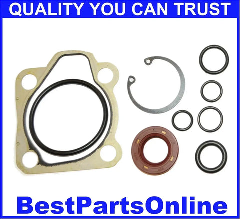 Gold-colored metal steering pump gasket with black rubber seal and assorted metal o-rings for isuzu amigo rodeo 89-97