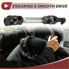 Black and silver universal joint steering shaft for smooth operation for 2012 Toyota RAV4 shown from back side