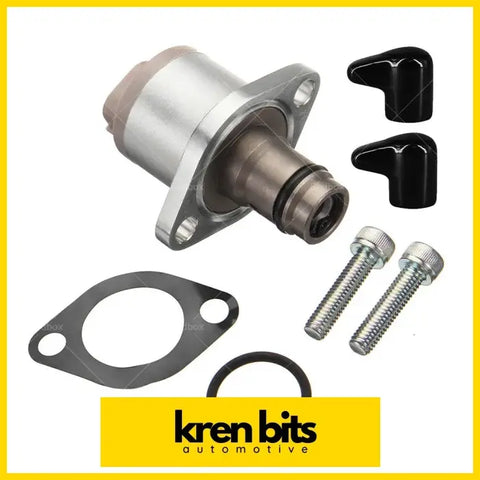 Silver metallic suction control valve with black plastic caps and mounting hardware for nissan navara d40 isuzu