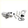 Silver metallic fuel pressure regulator with flanged base and threaded connections for toyota hilux 2004-2015