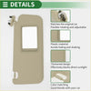 Beige plastic sun visor for toyota rav4 2006-2008 with rectangular mirror window and adjustable mounting clips