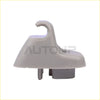 Gray plastic sun visor retainer clip with curved handle hook and two mounting posts for dodge ram 2009 to 2019
