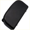 Black plastic car door handle cover designed as a sunglasses visor holder for easy placement and access