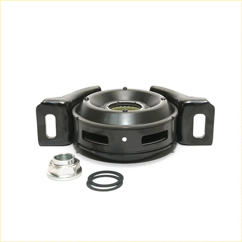 Black industrial-style support bearing with flanged ends, central hub, silver nut, and rubber seals for Toyota Hilux 2015-2024