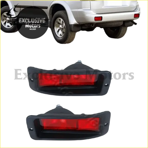 Black plastic tail and fog light assemblies with red illuminated lenses for mitsubishi pajero montero sport 1999-2008 back side