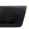 Black plastic tail gate garnish handle with rectangular cutout for nissan navara d40 2004-2013 back side view