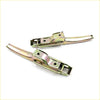 Two brushed silver metallic lever-style tailgate handle openers with mounting hardware for mazda b series 1965-1977