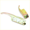 Yellow and silver metal tailgate handle opener with curved lever for nissan datsun 1300 520 521 1966-1972