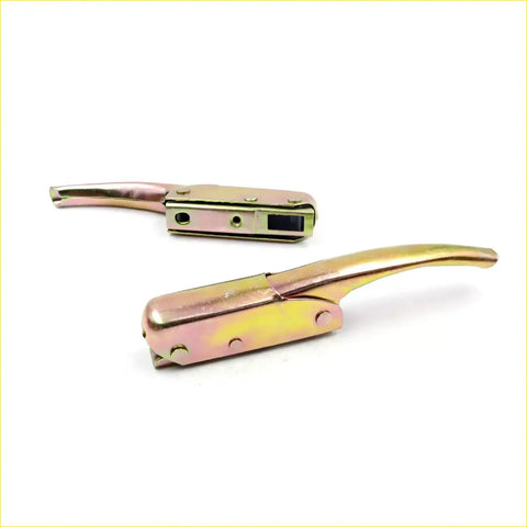 Two brass-finished metal tailgate handle latches with lever design for nissan sunny 1975-1989