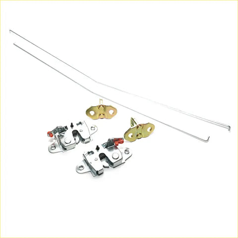 Set of two chrome car door latch mechanisms with red plastic parts and gold metal plates for toyota hilux revo tailgate lock