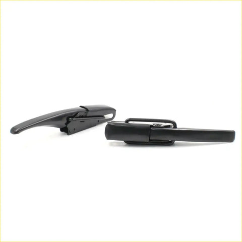 Black plastic tail gate lock handle lh with integrated grips and mounting hardware for toyota hilux rn32-48 1978-1983