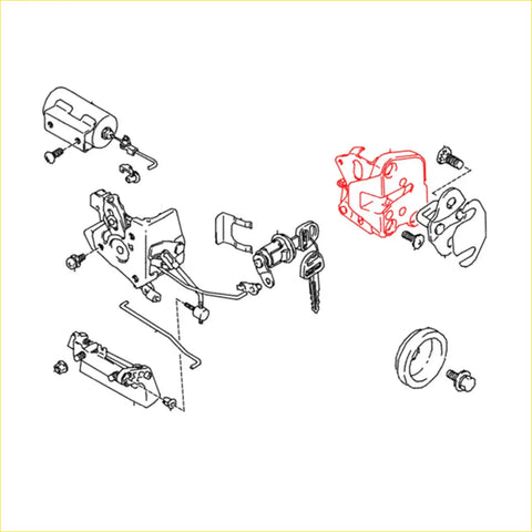 Red-highlighted tailgate lock latch for suzuki geo gmc tracker chevrolet vitara with key and door lock mechanism assembly