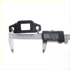 Black plastic tailgate lock latch with rectangular cutout and side holes measured by caliper for mitsubishi triton l200