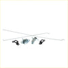 Silver metal tail gate lock latch assembly with black plastic brackets and curved wire for mitsubishi triton l200 back side