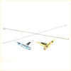 Two metallic tail gate lock latches in silver and gold with spring-loaded hooks for toyota hilux 1986-1997 models