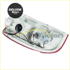 Back side of white plastic tail light and fog light assembly with red trim and wiring for ford ranger 1998 to 2006