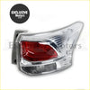 Tail light assembly for mitsubishi outlander 2013-2015 clear plastic with red lens and chrome trim back view