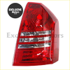 Red plastic tail light cover for chrysler 300 300c 2005-2007 with three horizontal chrome strips and circular lens pattern