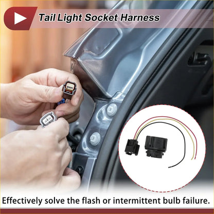 Black plastic tail light socket harness with multi-colored wiring for toyota land cruiser prado 2017-2022 bulb replacement back view