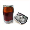 Chrome finished tail light assembly with amber red lenses and clear reflector for mazda b2000 b2200 b2600 1985-1998