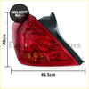 Red and black tail lights for 2006-2007 nissan teana with sleek angular design and multiple led bulbs shown from back side