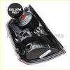 Black plastic tail light assembly with red accents and bulb housings for chrysler 300 300c 2005-2007 back side view