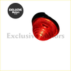 Back side of red translucent lens tail light with black housing and concentric ridges for classic mini morris minor 1960-1971