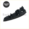 Black plastic headlight housing with multiple mounting points and circular cutouts for toyota prius tail lights back side