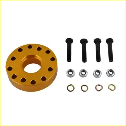 Gold-colored aluminum tail shaft spacer flange with six bolt holes and black bolts for toyota land cruiser hilux