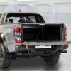 Black metal tailgate latch with integrated lock and textured grip for toyota tacoma tailgate cables straps