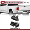Black plastic tailgate door handle with integrated wiring harness for toyota tundra 2007-2021 back side view