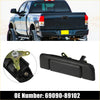 Black plastic tailgate handle for Toyota Hilux 1988-2015 with metallic latch mechanism shown from back side
