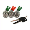 Set of three chrome-finished tailgate and ignition door lock cylinders for ford f-250 f-350 1998–2007 with black keys