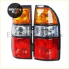 Black plastic taillight lampshade with amber clear and red lenses for toyota prado fj90 lc90 1998-2002 back side view