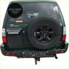 Back view of dark green toyota land cruiser with taillight lampshade for prado fj90 lc90 1998-2002 and spare tire