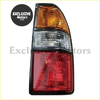 Black-framed taillight lampshade with amber clear white and red lenses for toyota prado fj90 lc90 1998-2002 back side view
