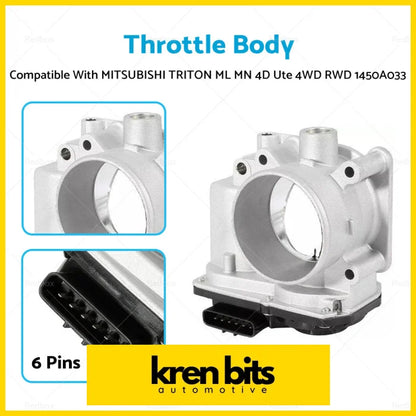 Throttle Body 1450A033 Suitable For Mitsubishi Triton Ml Mn 4D Ute 4Wd Rwd Air & Fuel