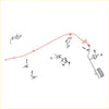 Red brake line assembly with metal fittings and brackets for throttle cable on nissan datsun 720 king cab 1980-1986