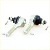 Silver metallic steering knuckle assemblies with black rubber bushings and threaded rods for nissan d21 d22 ute
