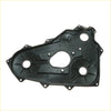 Black plastic timing chain belt cover with molded contours and mounting holes for 2.2L Toyota Hilux 79-83