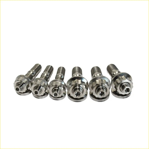 Set of six chrome titanium turbo charger hex bolts with threaded shafts for ford ranger mazda bt-50 3.2l