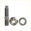 Titanium turbo charger stud kit for Ford Transit with shiny chrome threaded bolt hex head nut and flat washer
