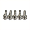 Five identical titanium turbo to dump pipe stud bolts with hex knurled heads and threaded shafts for ford territory sx sy barra 4.0l